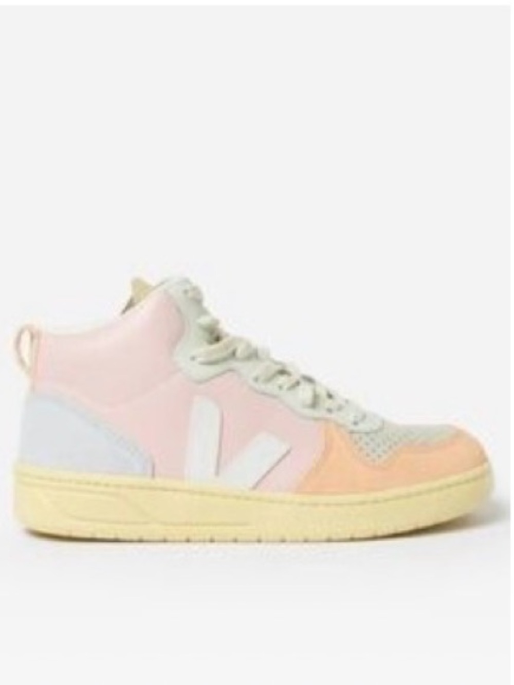 Veja High-Top Sneakers in Pink and Beige